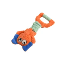 PETSIN Orange Elephant Plush Dog Toy With Tug Handle & Squeaker, Interactive Pet Chew Toy For Small Dogs & Cats, Funny Crinkle Puppy Toy For Indoor Play, Teeth Cleaning & Boredom Relief - Orange handle elephant - View 7
