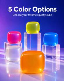1pc Orange Ice Cube Shape Squishy Stress Relief Cube,TPR Shell With Maltose Filling, 6cm Slow Rebound Hand Squeeze Cube, Stretchy Pinchable Desktop Hand Squeeze Accessory - Multicolor - View 2