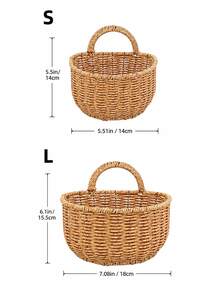 Cirelle 1 Waterproof Rattan-Weave Storage Basket – Wall-Mounted Garlic & Onion Holder For Kitchen, Bathroom Organizer, Decorative Hanging Shelf, Modern Home Organization Accessory - Beige - View 4