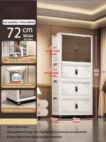 Storage Cabinet, Foldable Cream Wardrobe, Plastic Storage Cabinet, No Assembly Required, Newly Arrived - Color Mixing - View 3