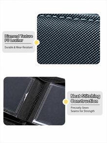 MINKOJA 1pc Black 40-Slot Zip-Around Trading Card Binder With Wrist Strap, Compact Water-Resistant Textured PU Collectible Card Album For Game Cards, Sports Cards, Photo Cards & Mini Cards - Multicolor - View 8