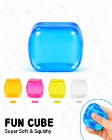 1pc Blue Ice Cube Shape Squishy Stress Relief Cube, TPR Shell With Maltose Filling, 6cm Slow Rebound Hand Squeeze Cube, Stretchy Pinchable Desktop Hand Squeeze Accessory - Multicolor - View 5