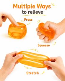 1pc Orange Ice Cube Shape Squishy Stress Relief Cube,TPR Shell With Maltose Filling, 6cm Slow Rebound Hand Squeeze Cube, Stretchy Pinchable Desktop Hand Squeeze Accessory - Multicolor - View 4