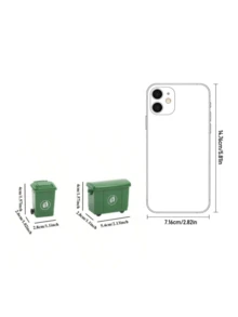2pcs Green Mini Desktop Trash Can Office Storage Basket Paper Clip And Small Table Accessories - green - View 3