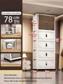 Storage Cabinet, Foldable Cream Wardrobe, Plastic Storage Cabinet, No Assembly Required, Newly Arrived - Color Mixing - View 2