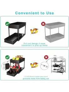 Two-Tier Under Sink Storage Rack, Kitchen Cabinet Storage Shelf, Two-Tier Sliding Basket, Multi-Functional Bathroom Storage Basket, Organization Shelf, Kitchen Birthday Gift, Kitchen Basics, Bathroom Accessories, Kitchen Storage - A - View 10