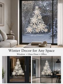 Haus Hana Crystal Snowflake Christmas Tree Glass Window Sticker, Made Of PVC, Suitable For Holiday And Winter Decoration Without The Need For Power Supply. Electrostatic Christmas Tree Glass Window Sticker Is A Must-Have For Christmas Decoration. - Multicolor - View 7