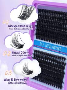 C Curl 0.07mm Glue Free Remover Free Natural DIY Individual Eyelash Clusters Cosplay Lashes For Women Party Club Makeup Tool - Multicolor - View 3
