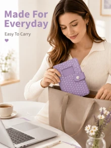 Joivida 1‑Pack Mini 6‑Hole Loose‑Leaf Notebook, Cute Heart Polka‑Dot Printed PU Leather Journal, Photo Window & Snap Button Closure, Exquisite Stitching Pocket Planner, Practical Compact Dairy For School Office Travel Daily Holiday Party Home Use - multicolor - View 11