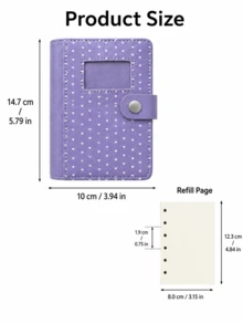 Joivida 1‑Pack Mini 6‑Hole Loose‑Leaf Notebook, Cute Heart Polka‑Dot Printed PU Leather Journal, Photo Window & Snap Button Closure, Exquisite Stitching Pocket Planner, Practical Compact Dairy For School Office Travel Daily Holiday Party Home Use - multicolor - View 10