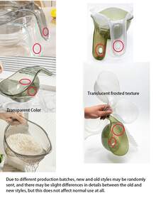 Upgraded Kitchen Rice Washer With Handle, Vegetable Fruit Basket Drainer, Fine Mesh Rice Washing Sieve Filter, Plastic Washing Bowl, Household Essential - Upgraded Rice Washer - View 3