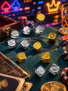 Rotatable Brass Polyhedral Dice Ornament, Fortune Attracting Rotation Toy, Bring Wealth & Good Luck, Reverse Bad Fortune Desk Decor Feng Shui Accessory For Home Office Gift - Multicolor - View 8