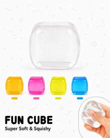 1pc Transparent Ice Cube Shape Squishy Stress Relief Cube, Soft TPR Shell With Maltose Filling, 6cm Slow Rebound Hand Squeeze Cube, Stretchy Pinchable Desktop Hand Squeeze Accessory - Multicolor - View 5