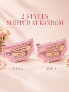 Cute Lace See Through Toiletry Bag Travel Makeup Storage Pouch For Eyeliner Brushes Lipstick Skincare Headphones - Multicolor - View 3