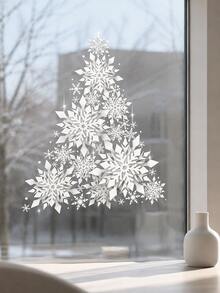 Haus Hana Crystal Snowflake Christmas Tree Glass Window Sticker, Made Of PVC, Suitable For Holiday And Winter Decoration Without The Need For Power Supply. Electrostatic Christmas Tree Glass Window Sticker Is A Must-Have For Christmas Decoration. - Multicolor - View 2