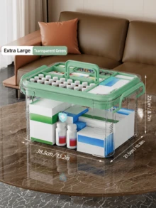 1 Buah Kotak Obat PVC Transparan Dua Lapis, Wadah Penyimpanan Obat Portabel untuk Rumah & Perjalanan, Wadah Saku Ringan Tanpa Baterai, Organizer Meja Permukaan Matte, Kompartemen Terpisah, Kotak Penyimpanan Serbaguna Tahan Air dengan Tutup Flip-Top - Grey - View 8
