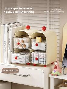 1pc Cute Retro Coffee Capsule Storage Box, Removable Transparent Drawer Desktop Organizer, Multi‑Layer Holder For Coffee Pods Tea Bags Desk Decor - Multicolor - View 3