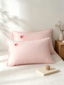Joivida 2Pcs Polyester Embroidered Envelope‑Closure Pillowcases Smooth Breathable Polyester Bedding Pillow Protector Case With Envelope Closure (No Insert) - Pink - View 8