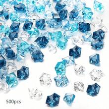 500-2000pcs Mixed Blue & Multicolor Transparent Artificial Crushed Ice Stones, Fake Diamond Ice Cubes Crystal Gems Filler For Wedding Vase Decor - Multicolor - View 16