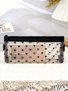 1pc Korean Japanese Style Transparent Mesh Pencil Case Large Capacity Makeup Bag Lipstick Pouch Stationery Organizer For School Office Travel - various - View 5