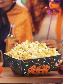 12pcs Halloween Popcorn Containers Boxes, Party Paper Snack Trays, Suitable For Popcorn, Corn Rolls, Snack Candy, Food Containers, Trick Or Treat Party Supplies, Halloween, Harvest Festival - Multicolor - View 5