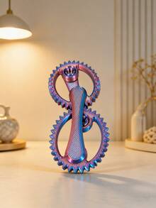 POKOJA LAND 1pc 3.5in Colorful Double Gear Mechanical Gadget, 3D Printed Rotating Gear Desk Accessory With Handheld Handle, Portable Interactive Sensory Gadget For Office, Study, Home, Travel & Daily Use - Multicolor - View 4