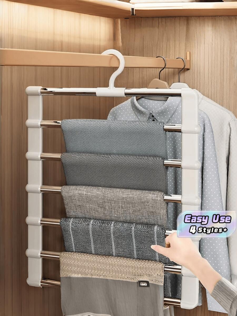 Stainless Steel Space Saving Pant Hangers Non Slip Jeans Rack Saves 80Pct Closet Space Holds Pants Towels Scarves Bedroom Dorm Organizer - Multicolor - View 1