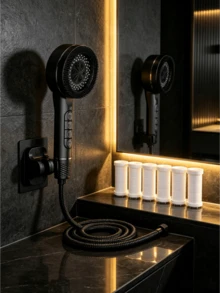 1Set Multifunctional Piano Key Strong Pressure Shower Head Bathroom Filter Spray Rain Shower Nozzle For Bathroom Home Decoration - A - View 3