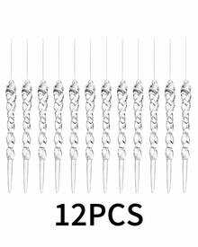 Muroi Mono Christmas Creative Clear Icicle Ornaments, New Threaded Icicle Pendant, Transparent Ice Strip Hanging Decorations For Christmas Tree Holiday Party Supplies - multicolor - View 9