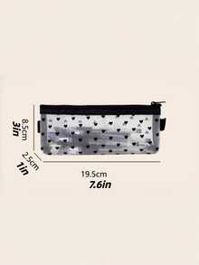 1pc Korean Japanese Style Transparent Mesh Pencil Case Large Capacity Makeup Bag Lipstick Pouch Stationery Organizer For School Office Travel - various - View 4
