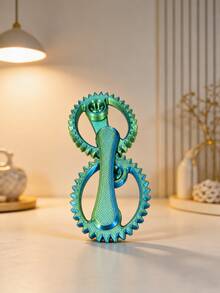 POKOJA LAND 1pc 3.5in Colorful Double Gear Mechanical Gadget, 3D Printed Rotating Gear Desk Accessory With Handheld Handle, Portable Interactive Sensory Gadget For Office, Study, Home, Travel & Daily Use - Multicolor - View 3