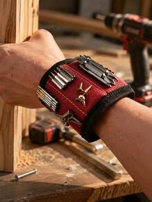 Brand New Magnetic Wristband Built With 3 Rows And 6 Powerful Magnets, Heavy Duty Magnetic Tool Holder With Super Strong Adsorption, Practical Repair Wrist Strap To Secure Screws, Nails, Drill Bits And All Kinds Of Tiny Metal Parts - multicolor - View 4