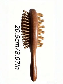 1pc Wooden Cushion Hair Brush Multifunctional Dual Side Design Wide Tooth Scalp Massage Fine Tooth Air Cushion Styling Comb For Women - Multicolor - View 3
