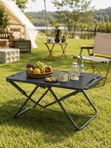 1pc Portable Folding Outdoor Camping Table, Metal Collapsible Lightweight Picnic Table With Hanging Holes For Camping BBQ Travel - multicolor - View 2