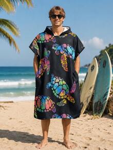 1pc Hooded Surf Changing Robe, Wearable Beach Towel, Quick-Dry Microfiber Wetsuit Changing Towel With Pockets, Suitable For Male And Female Surfers - Multicolor - View 7
