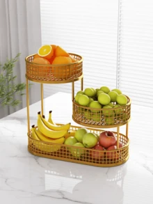 1 chiếc giỏ đựng trái cây bằng kim loại 3 tầng, giỏ lưu trữ sắt nhiều tầng, giỏ trưng bày và lưu trữ trái cây rau củ trên mặt bếp - Nhiều màu - Xem 6