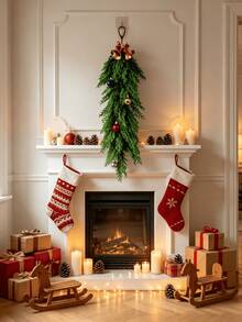 Simulated Christmas Pine Needle Wreath, Wall Hanging Vine, Holiday Decoration Christmas Greenery - multicolor - View 2