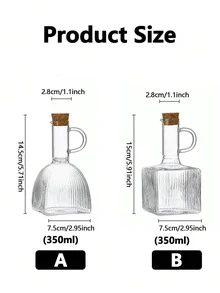 1/3pcs 350ml Glass Oil Bottle Jar With Lid And Handle, Transparent Cooking Olive Oil Container, Kitchen Seasoning Rack - View 2