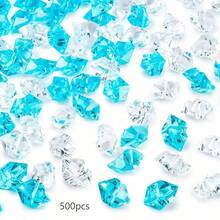 500-2000pcs Mixed Blue & Multicolor Transparent Artificial Crushed Ice Stones, Fake Diamond Ice Cubes Crystal Gems Filler For Wedding Vase Decor - Multicolor - View 11