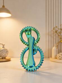 POKOJA LAND 1pc 3.5in Colorful Double Gear Mechanical Gadget, 3D Printed Rotating Gear Desk Accessory With Handheld Handle, Portable Interactive Sensory Gadget For Office, Study, Home, Travel & Daily Use - Multicolor - View 7