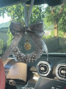 Elegant Crystal Car Hanging Ornament, Heart‑Pattern Bow Ribbon Pearl Decor, Hollow Locket Pendant For Scented Plaster, Rearview Mirror Hanging Accessory, Auto Interior Fragrance Decoration, Perfect Festival & Birthday Gift For Car Owners - multicolor - View 5