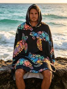 1pc Hooded Surf Changing Robe, Wearable Beach Towel, Quick-Dry Microfiber Wetsuit Changing Towel With Pockets, Suitable For Male And Female Surfers - Multicolor - View 9