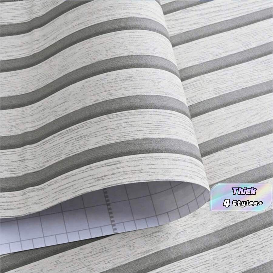 Gray Wood Grain Peel And Stick Wallpaper, Waterproof Removable Self-Adhesive Wood Wall Sticker For Cabinet, Bedroom, Living Room & Bathroom Decor,Width 45cm/17.72inch, Optional Length - multicolor - View 1