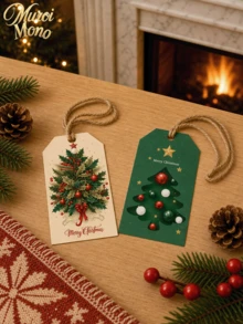 Muroi Mono 48pcs Holly/Christmas Tree Berry Hang Tags, Vintage Style, Gift Wrapping Labels, Christmas Holiday, DIY Decorative Cards, Party Favors, Baking Hang Tags - multicolor - View 4