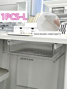 1PC Under Desk Hidden Drawer No Drill Adhesive Transparent Storage Box Pencil Holder For Student Desk Office Supplies Organizer Clutter Free Workspace Easy Install Slide Out Tray For Pens Notes Small Items - White - View 3