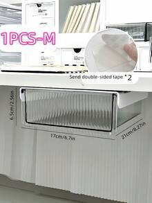 1PC Under Desk Hidden Drawer No Drill Adhesive Transparent Storage Box Pencil Holder For Student Desk Office Supplies Organizer Clutter Free Workspace Easy Install Slide Out Tray For Pens Notes Small Items - White - View 6