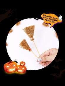 Sapu Penyihir Mini Terbuat dari Miscanthus untuk Halloween, Dekorasi Kerajinan dan Ornamen Properti Penyihir Kecil - Satu-Ukuran - View 4