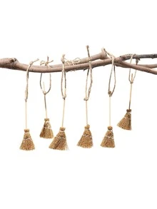 Sapu Penyihir Mini Terbuat dari Miscanthus untuk Halloween, Dekorasi Kerajinan dan Ornamen Properti Penyihir Kecil - Satu-Ukuran - View 7