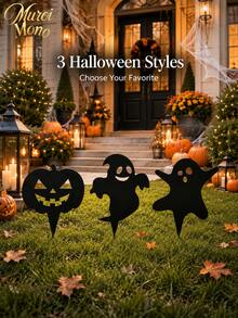 Muroi Mono 1PC Halloween Acrylic Garden Stake, Black Ghost, Jack-O'-Lantern Pumpkin Or Screaming Face Yard Sign With Ground Insert Design, Spooky Outdoor Lawn Decoration For Garden, Yard, Patio, Pathway, Front Porch, Halloween Party And Seasonal Decor - multicolor - View 2