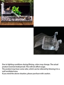 Large Acrylic Turtle Basking Platform With Feeding Dish And Adjustable Ramp, Non-Slip And Durable, Height Adjustable Hanging Shelf. Suitable For Small Turtles, Reptiles, And Aquatic Pets - default - View 2